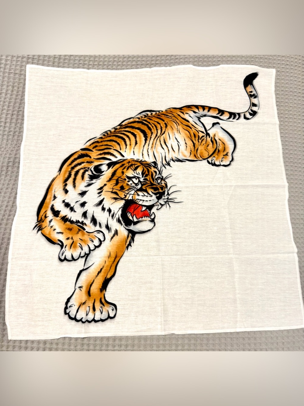 Roaring Tiger Bandana 22x22 Orange Black White Statement Print New
